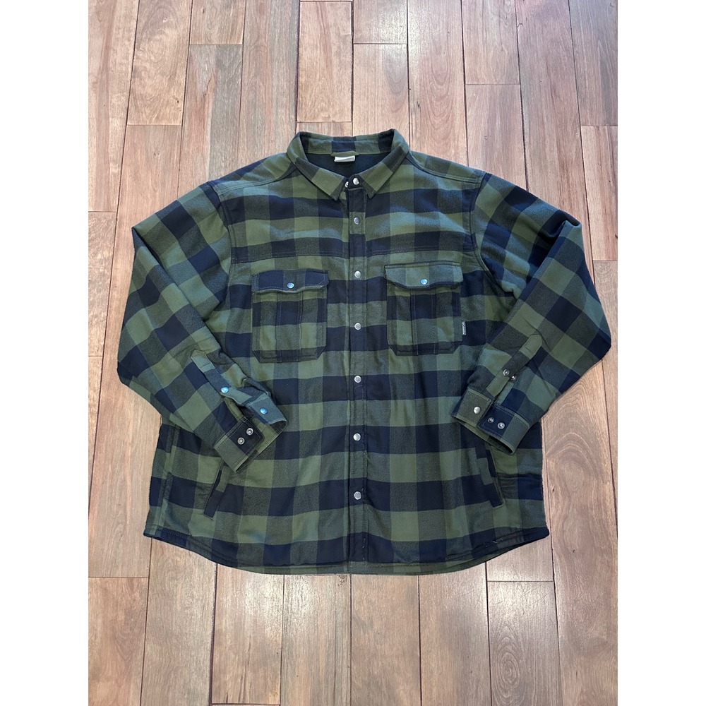 Columbia Men's Plaid Button Up Jacket Shacket Green Black Size 3X